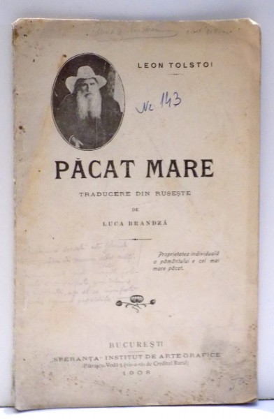 PACAT MARE de LEON TOLSTOI , 1908
