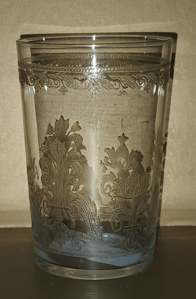 PAHAR PENTRU APERITIV DIN CRISTAL TIP BACARAT , FRANTA , cca. 1920 , decorat cu motive florale