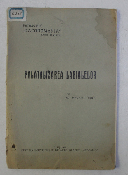 PALATIZAREA LABIALELOR de W.MEYER LUBKE , 1922