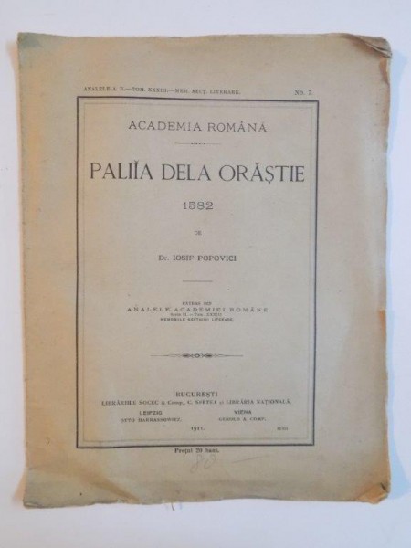 PALIIA DELA ORASTIE 1582 de IOSIF POPOVICI  1911