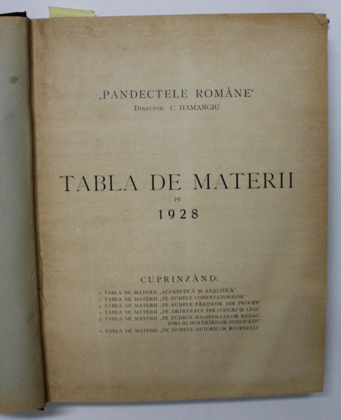 PANDECTELE ROMANE , director C. HAMANGIU , ANUL 1928