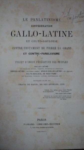 Panlatinismul, confederatia gallo-latina, Paris