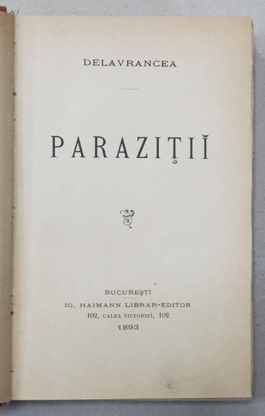 Parazitii, Delavrancea, Bucuresti 1893