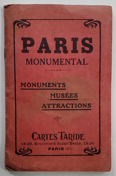 PARIS MONUMENTAL , MONUMENTS , MUSEES , ATTRACTIONS , 1926 , CONTINE HARTA