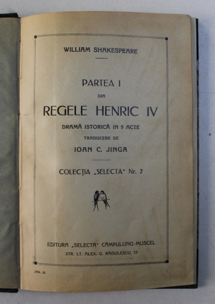 PARTEA I DIN REGELE HERIC IV , DRAMA ISTORICA IN 5 ACTE de WILLIAM SHAKESPEARE