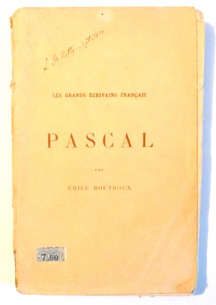 PASCAL par EMILE BOUTROUX , 1924