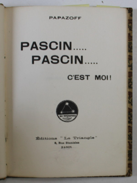 PASCIN ....PASCIN ... C ' EST MOI ! par PAPAZOFF , 1932, EXEMPLAR 176 DIN 500 *