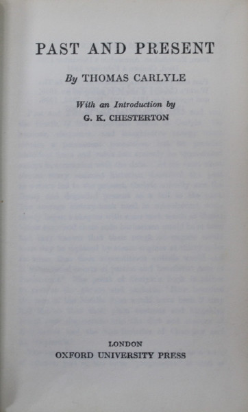 PAST AND PRESENT by THOMAS CARLYLE , 1965, COPERTA CARTONATA