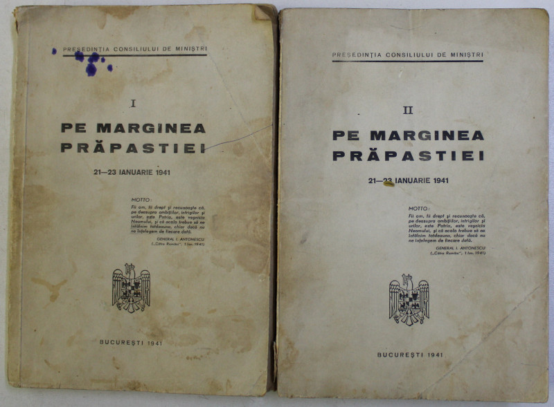PE MARGINEA PRAPASTIEI , 21 - 23 ianuarie, vol I - II, 1941