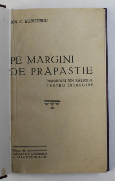 PE MARGINI DE PRAPASTIE de ION F. BURICESCU