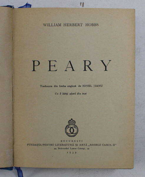PEARY de WILLIAM HERBERT HOBBS , 1939