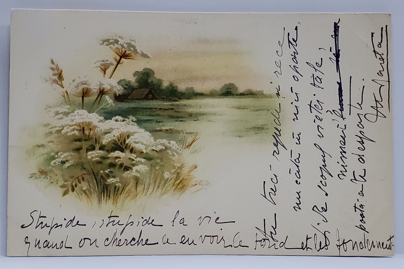 PEISAJ RURAL ,DESEN , CARTE POSTALA , CROMOLITOGRAFIE , CLASICA