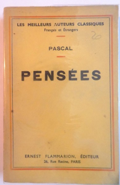 PENSEES de PASCAL , 1937