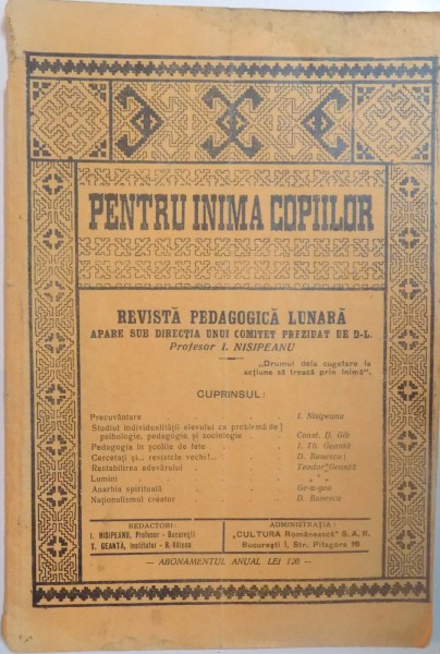 PENTRU INIMA COPIILOR, ANUL XI, NR. 7-8, SEPTEMBRIE-OCTOMBRIE 1936