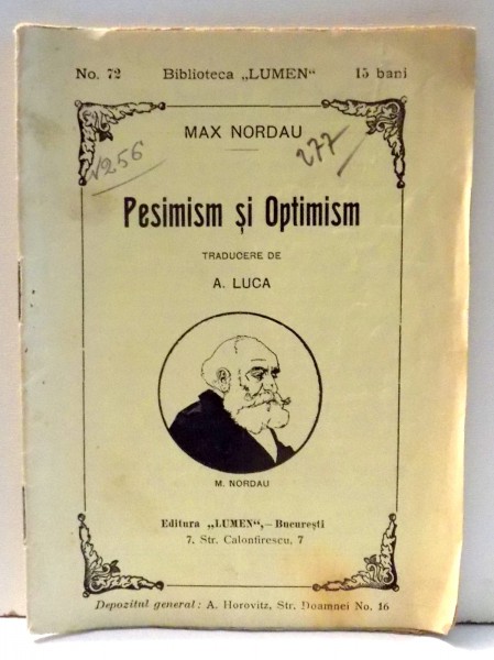 PESIMISM SI OPTIMISM de MAX NORDAU