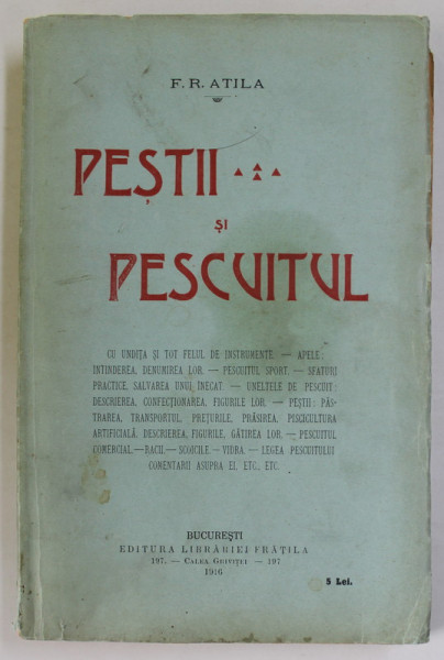 PESTII SI PESCUITUL de F.R. ATILA , 1916