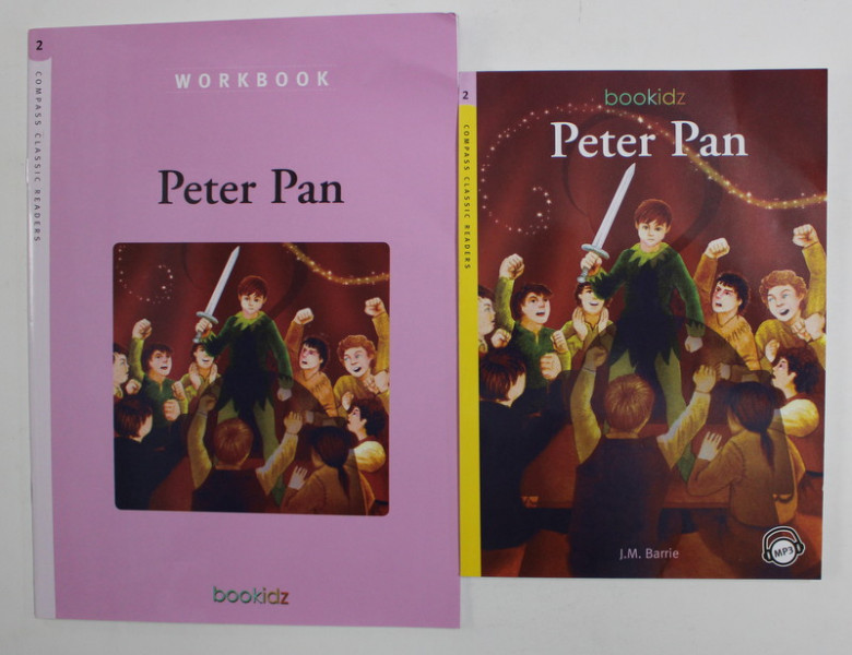 PETER PAN by J. M BARRIE , retold by LAURA O 'LOUGHLIN  + WORKBOOK , LEVEL 2 , 2017 , CONTINE MP3 *