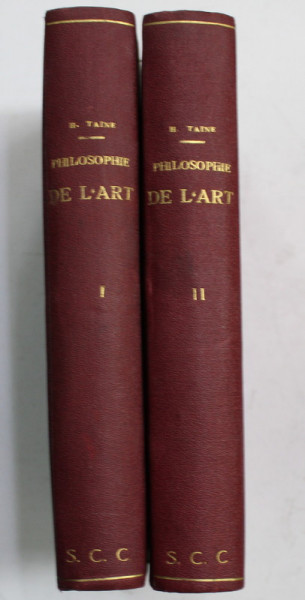 PHILOSOPHIE DE L 'ART par H. TAINE , DEUX VOLUMES , 1913