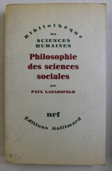 PHILOSOPHIE DES SCIENCES SOCIALES par PAUL LAZARSFELD , 1970