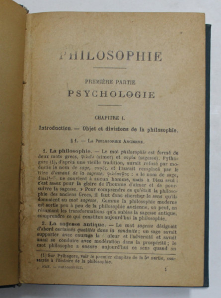 PHILOSOPHIE par P. JANET , EDITIE DE INCEPUT DE SECOL XX , LIPSA PAGINA DE TITLU *