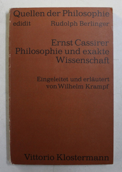 PHILOSOPHIE UND EXAKTE WISSENSCHAFT von ERNST CASSIRER , 1969