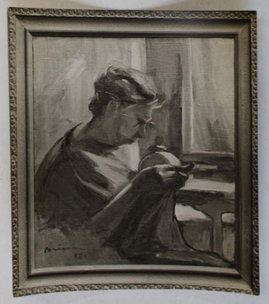 PICTOR DUMITRU BRAESCU ( 1886 -1947  ) , CUSATOREASA  , FOTOGRAFIE DUPA ORIGINAL ,  INTERBELICA