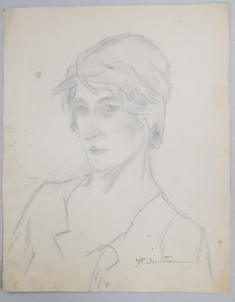 STEFAN DIMITRESCU ( 1886 - 1933 ) PORTRET DE FEMEIE , SEMNAT DREAPTA JOS , PERIOADA INTERBELICA