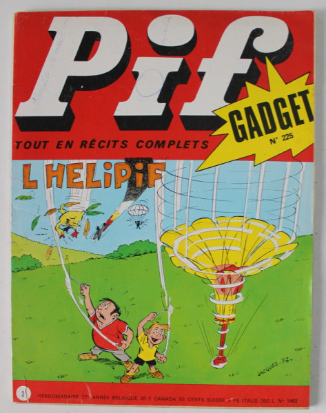 PIF , GADGET , No. 225 , JUIN , 1973 , LIPSA GADGET
