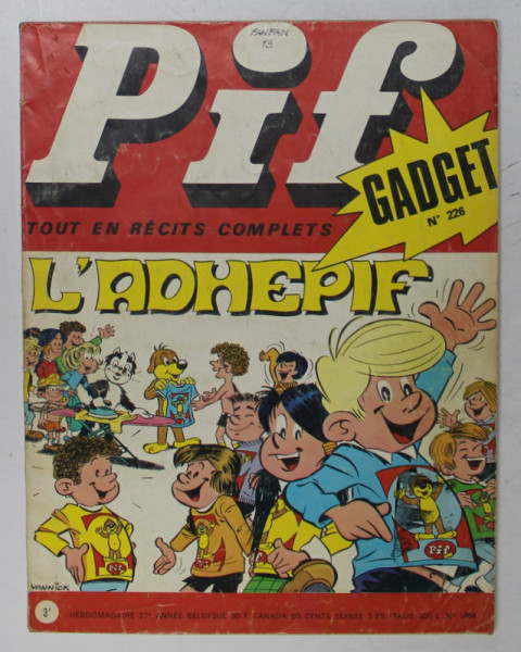 PIF , GADGET , no. 226 ,  JUIN 1973, LIPSA GADGET