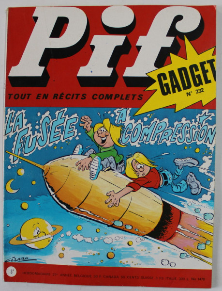 PIF , GADGET , No. 232  , AOUT  , 1973 , LIPSA GADGET * DEFECT COTOR