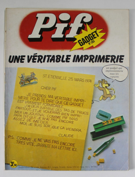 PIF , GADGET , no. 265 , MARS  1974 , LIPSA GADGET