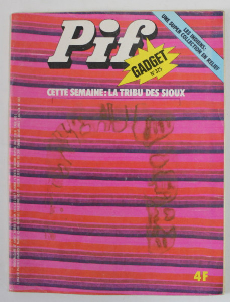 PIF , GADGET , No. 325 , MAI  , 1975 , LIPSA GADGET, COPERTA CU URME DE LIPICI