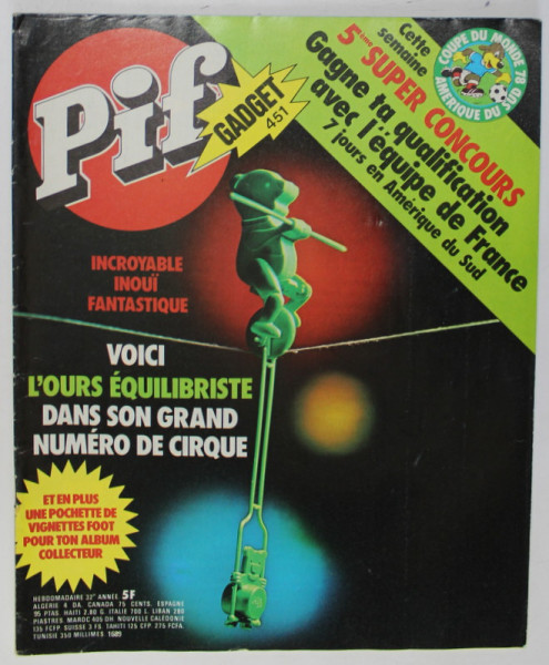 PIF , GADGET , no. 451 , NOVEMBRE , 1977 , LIPSA GADGET