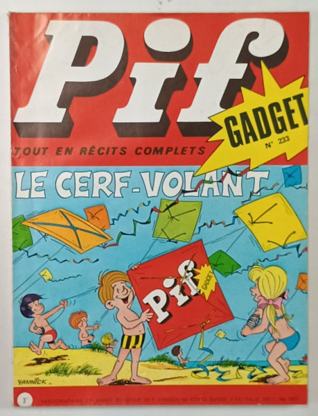 PIF GADGET , REVISTA DE BENZI DESENATE CU TEXT IN LIMBA FRANCEZA , NR. 233 , AOUT 1973, LIPSA  GADGET