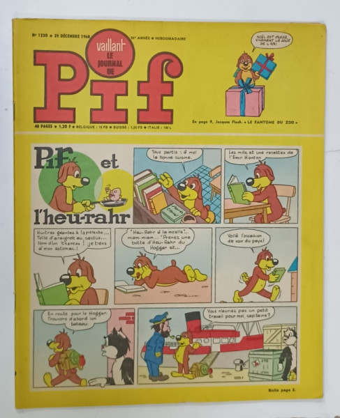 PIF , LE JOURNAL VAILLANT , No. 1230 , 1968 , BENZI DESENATE CU TEXT IN LIMBA FRANCEZA