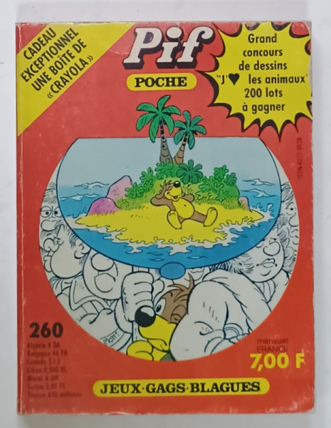 PIF POCHE , JEUX , GAGS , BLAGUES , no. 260 , MiNIALBUM CU BENZI DESENATE , 1987