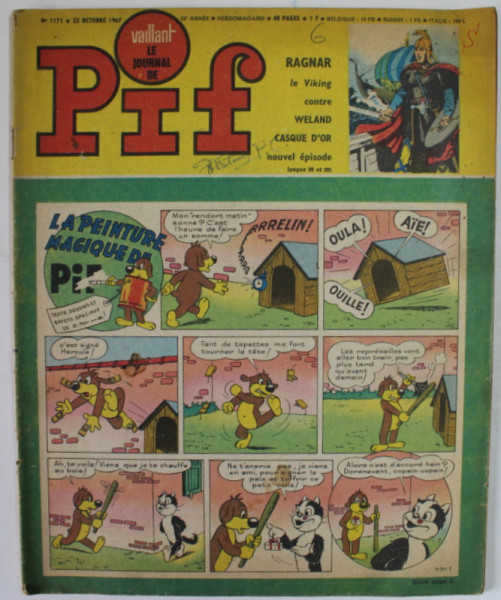 PIF , VAILLANT , No. 1171 , OCTOBRE  , 1967  , REVISTA DE BENZI DESENATE IN LB. FRANCEZA