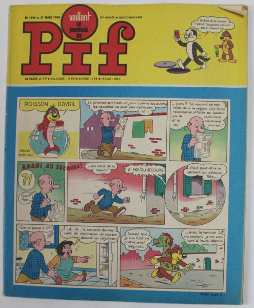 PIF , VAILLANT , NO. 1194 , 31 MARS , 1968