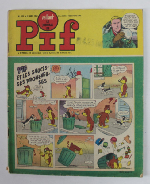 PIF , VAILLANT , NO. 1197 , 21 AVRIL  , 1968, COTOR CU MICI DEFECTE
