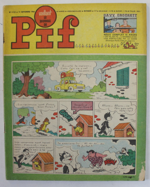 PIF , VAILLANT , REVISTA CU BENZI DESENATE , TEXT IN LB. FRANCEZA , No. 1113 , 1966