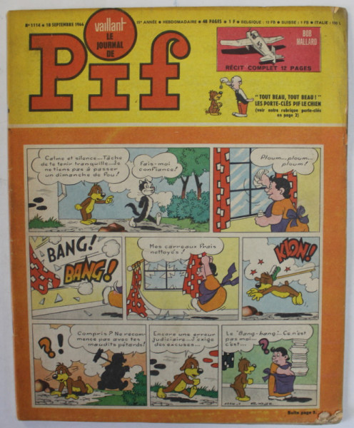 PIF , VAILLANT , REVISTA CU BENZI DESENATE , TEXT IN LB. FRANCEZA , No. 1114 , 1966