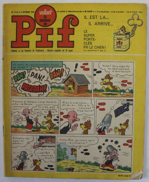 PIF , VAILLANT , REVISTA CU BENZI DESENATE , TEXT IN LB. FRANCEZA , No. 1116 , 1966