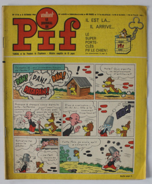 PIF , VAILLANT , REVISTA CU BENZI DESENATE , TEXT IN LB. FRANCEZA , No. 1116 , APARUTA 1966