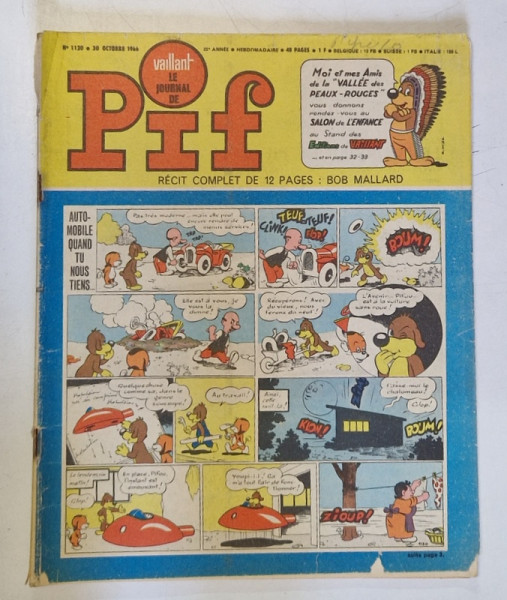 PIF , VAILLANT , REVISTA CU BENZI DESENATE , TEXT IN LB. FRANCEZA , No. 1120 , 1966
