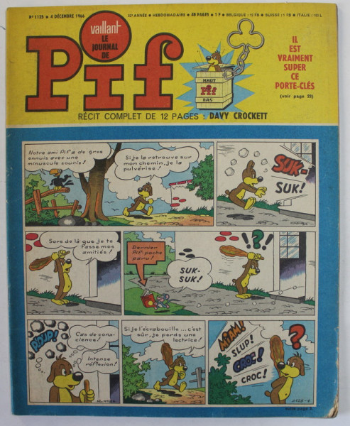 PIF , VAILLANT , REVISTA CU BENZI DESENATE , TEXT IN LB. FRANCEZA , No. 1125 , 1966
