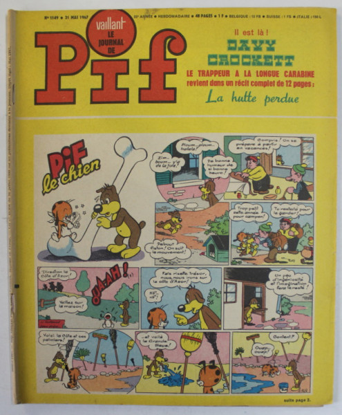 PIF , VAILLANT , REVISTA CU BENZI DESENATE , TEXT IN LB. FRANCEZA , No. 1149 , 1967