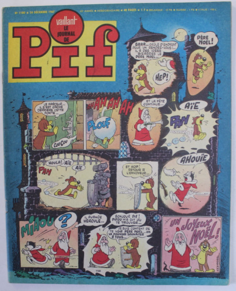 PIF , VAILLANT , REVISTA CU BENZI DESENATE , TEXT IN LB. FRANCEZA , No. 1180 , 1967
