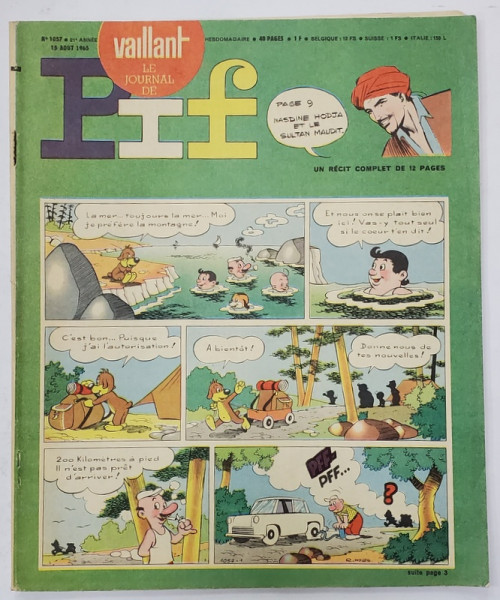 PIF , VAILLANT , REVISTA CU BENZI DESENATE , TEXT IN LIMBA FRANCEZA , No. 1057 , 1965