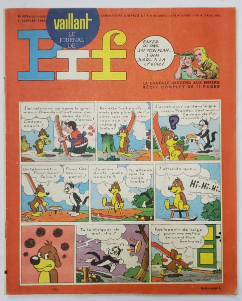 PIF , VAILLANT , REVISTA CU BENZI DESENATE , TEXT IN LIMBA FRANCEZA , No. 1078 , 1966