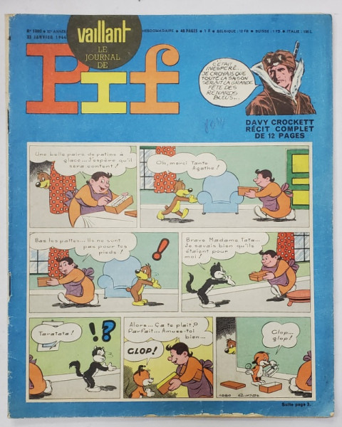 PIF , VAILLANT , REVISTA CU BENZI DESENATE , TEXT IN LIMBA FRANCEZA , No. 1080 , 1966